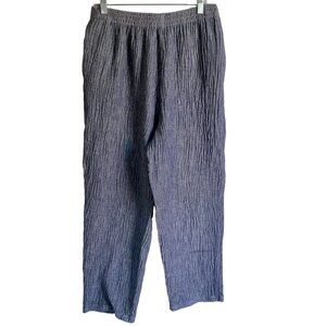 JEZ California Textured Blue Elastic Waistband Cotton Pants Women's XL